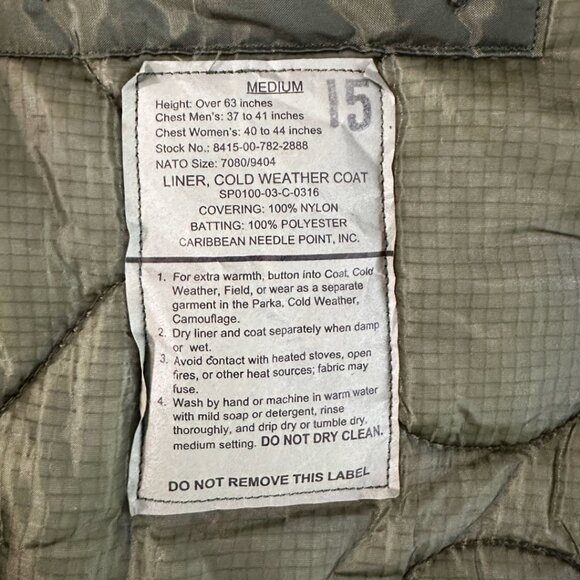 Vintage Military M65 Quilted Field Coat Jacket Liner - Picture 4 of 6